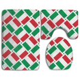 thumbnail image 1 of PUDMAD Ltaly Flag Weave 3 Piece Bathroom Rugs Set Bath Rug Contour Mat and Toilet Lid Cover, 1 of 2