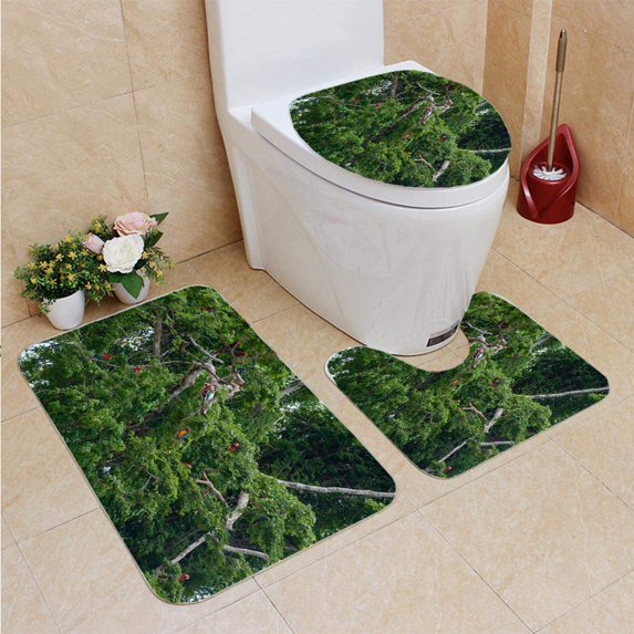 PUDMAD Macaws in Tambopata National Reserve 3 Piece Bathroom Rugs Set Bath Rug Contour Mat and Toilet Lid Cover