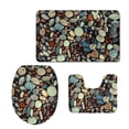 thumbnail image 1 of PUDMAD Macro Pebbles Stones Nature Beach Sea 3 Piece Bathroom Rugs Set Bath Rug Contour Mat and Toilet Lid Cover, 1 of 2