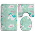 thumbnail image 1 of PUDMAD Magic Unicorn Mint Green 3 Piece Bathroom Rugs Set Bath Rug Contour Mat and Toilet Lid Cover, 1 of 2