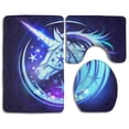 thumbnail image 1 of PUDMAD Magic Unicorn Stars 3 Piece Bathroom Rugs Set Bath Rug Contour Mat and Toilet Lid Cover, 1 of 2