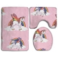 thumbnail image 1 of PUDMAD Magical Rainbow Unicorn 3 Piece Bathroom Rugs Set Bath Rug Contour Mat and Toilet Lid Cover, 1 of 2