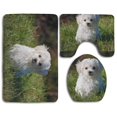 thumbnail image 1 of PUDMAD Maltese Dogs Grass Puppy White 3 Piece Bathroom Rugs Set Bath Rug Contour Mat and Toilet Lid Cover, 1 of 2
