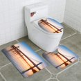thumbnail image 1 of PUDMAD Manhattan Bridge at Sunrise 3 Piece Bathroom Rugs Set Bath Rug Contour Mat and Toilet Lid Cover, 1 of 2