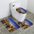 thumbnail image 1 of PUDMAD Manhattan Skyline by Night 3 Piece Bathroom Rugs Set Bath Rug Contour Mat and Toilet Lid Cover, 1 of 2