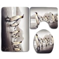 thumbnail image 1 of PUDMAD March Penguins 3 Piece Bathroom Rugs Set Bath Rug Contour Mat and Toilet Lid Cover, 1 of 2