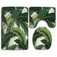 thumbnail image 1 of PUDMAD Martinique Banana Leaf 3 Piece Bathroom Rugs Set Bath Rug Contour Mat and Toilet Lid Cover, 1 of 2