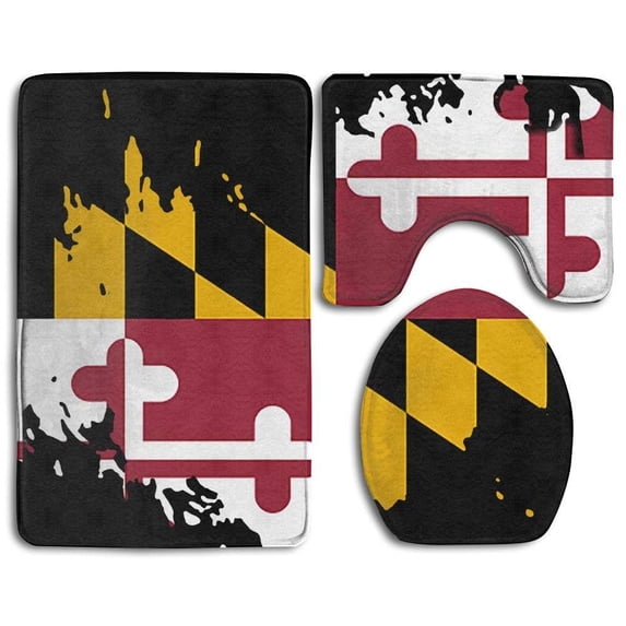 PUDMAD Maryland 3 Piece Bathroom Rugs Set Bath Rug Contour Mat and Toilet Lid Cover