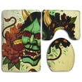 thumbnail image 1 of PUDMAD Mask Tattoo Style 3 Piece Bathroom Rugs Set Bath Rug Contour Mat and Toilet Lid Cover, 1 of 2