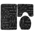 thumbnail image 1 of PUDMAD Mathematical Formula 3 Piece Bathroom Rugs Set Bath Rug Contour Mat and Toilet Lid Cover, 1 of 2