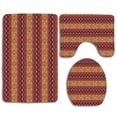 thumbnail image 1 of PUDMAD Maya Inspired Horizontal Esoteric Latin Inspired Geometric 3 Piece Bathroom Rugs Set Bath Rug Contour Mat and Toilet Lid Cover, 1 of 2