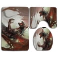 thumbnail image 1 of PUDMAD Medieval Ilustration Mythological Legendary Creature Dragon Imaginary Culture Art Work 3 Piece Bathroom Rugs Set Bath Rug Contour Mat and Toilet Lid Cover, 1 of 2