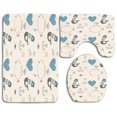 thumbnail image 1 of PUDMAD Mermaid Balloon Fish Hearts Sea Oceanic Objects Sketch Art Kids 3 Piece Bathroom Rugs Set Bath Rug Contour Mat and Toilet Lid Cover, 1 of 2