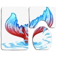 thumbnail image 1 of PUDMAD Mermaid Pink Blue 3 Piece Bathroom Rugs Set Bath Rug Contour Mat and Toilet Lid Cover, 1 of 2