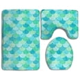 thumbnail image 1 of PUDMAD Mermaid Scales 3 Piece Bathroom Rugs Set Bath Rug Contour Mat and Toilet Lid Cover, 1 of 2