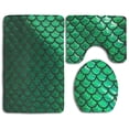 thumbnail image 1 of PUDMAD Mermaid Scales 3 Piece Bathroom Rugs Set Bath Rug Contour Mat and Toilet Lid Cover, 1 of 2