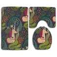 thumbnail image 1 of PUDMAD Mermaid and Unicorn 3 Piece Bathroom Rugs Set Bath Rug Contour Mat and Toilet Lid Cover, 1 of 2