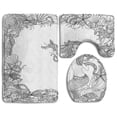 thumbnail image 1 of PUDMAD Mermaid in Artsy Seashells Starfish Coral 3 Piece Bathroom Rugs Set Bath Rug Contour Mat and Toilet Lid Cover, 1 of 2