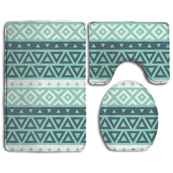 PUDMAD Merry Christma 3 Piece Bathroom Rugs Set Bath Rug Contour Mat and Toilet Lid Cover