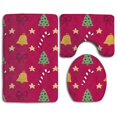 thumbnail image 1 of PUDMAD Merry Christmas Bells Candy 3 Piece Bathroom Rugs Set Bath Rug Contour Mat and Toilet Lid Cover, 1 of 2