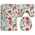 thumbnail image 1 of PUDMAD Merry Christmas Flower 3 Piece Bathroom Rugs Set Bath Rug Contour Mat and Toilet Lid Cover, 1 of 2