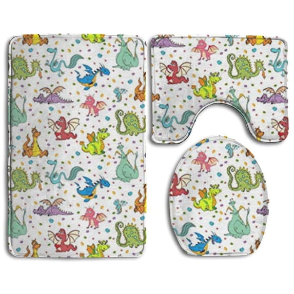 PUDMAD Mid Century Modern Futuro 3 Piece Bathroom Rugs Set Bath Rug Contour Mat and Toilet Lid Cover