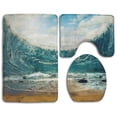 thumbnail image 1 of PUDMAD Mightier Sea 3 Piece Bathroom Rugs Set Bath Rug Contour Mat and Toilet Lid Cover, 1 of 2