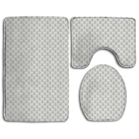 PUDMAD Mint Little Mushroom Bunches 3 Piece Bathroom Rugs Set Bath Rug Contour Mat and Toilet Lid Cover