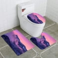 thumbnail image 1 of PUDMAD Misty Mountains in Pink Fog 3 Piece Bathroom Rugs Set Bath Rug Contour Mat and Toilet Lid Cover, 1 of 2