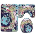 thumbnail image 1 of PUDMAD Modern Art Home Funk Style Avatar Woman Cat on Graffiti Unusual Human Humor Art 3 Piece Bathroom Rugs Set Bath Rug Contour Mat and Toilet Lid Cover, 1 of 2