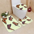 thumbnail image 1 of PUDMAD Monarch Butterflies in Four Different Poses Pastel backgroun 3 Piece Bathroom Rugs Set Bath Rug Contour Mat and Toilet Lid Cover, 1 of 2