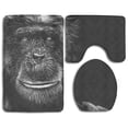 thumbnail image 1 of PUDMAD Monkeys Black and White Black 3 Piece Bathroom Rugs Set Bath Rug Contour Mat and Toilet Lid Cover, 1 of 2