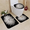 thumbnail image 1 of PUDMAD Monochrome Cactus Dahlia 3 Piece Bathroom Rugs Set Bath Rug Contour Mat and Toilet Lid Cover, 1 of 2