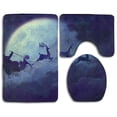 thumbnail image 1 of PUDMAD Moon Santa Claus and Reindeer 3 Piece Bathroom Rugs Set Bath Rug Contour Mat and Toilet Lid Cover, 1 of 2