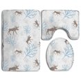 thumbnail image 1 of PUDMAD Moose Winter Forest Retro Reindeer Trees Snowy Xmas 3 Piece Bathroom Rugs Set Bath Rug Contour Mat and Toilet Lid Cover, 1 of 2