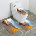 thumbnail image 1 of PUDMAD Morning Landscape Lamps Near Road Mountains and sea 3 Piece Bathroom Rugs Set Bath Rug Contour Mat and Toilet Lid Cover, 1 of 2