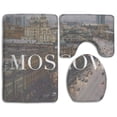 thumbnail image 1 of PUDMAD Moscow 3 Piece Bathroom Rugs Set Bath Rug Contour Mat and Toilet Lid Cover, 1 of 2