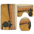 thumbnail image 1 of PUDMAD Motorbiking Biker Riding Motorcycle on American Highway 3 Piece Bathroom Rugs Set Bath Rug Contour Mat and Toilet Lid Cover, 1 of 2