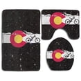 thumbnail image 1 of PUDMAD MountaBiking Colorado Flag 3 Piece Bathroom Rugs Set Bath Rug Contour Mat and Toilet Lid Cover, 1 of 2