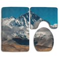 thumbnail image 1 of PUDMAD Mountain Peak 3 Piece Bathroom Rugs Set Bath Rug Contour Mat and Toilet Lid Cover, 1 of 2