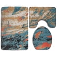 thumbnail image 1 of PUDMAD Multi Blue 3 Piece Bathroom Rugs Set Bath Rug Contour Mat and Toilet Lid Cover, 1 of 2