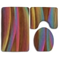 thumbnail image 1 of PUDMAD Multicolored Digital Lines Painting 3 Piece Bathroom Rugs Set Bath Rug Contour Mat and Toilet Lid Cover, 1 of 2