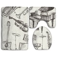 thumbnail image 1 of PUDMAD Music Collection Musical Instruments Sketch Style Art Trumpet Piano Guitar Beige 3 Piece Bathroom Rugs Set Bath Rug Contour Mat and Toilet Lid Cover, 1 of 2