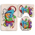 thumbnail image 1 of PUDMAD Music Graffiti Style Music Lettering Headphones Hip Hop Rhythm Tempo Hipster Concept 3 Piece Bathroom Rugs Set Bath Rug Contour Mat and Toilet Lid Cover, 1 of 2