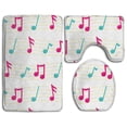 thumbnail image 1 of PUDMAD Music Sign 3 Piece Bathroom Rugs Set Bath Rug Contour Mat and Toilet Lid Cover, 1 of 2