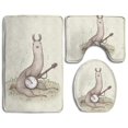 thumbnail image 1 of PUDMAD Musician Llama 3 Piece Bathroom Rugs Set Bath Rug Contour Mat and Toilet Lid Cover, 1 of 2