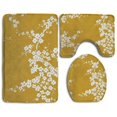 thumbnail image 1 of PUDMAD Mustard Yellow Plum Flowers 3 Piece Bathroom Rugs Set Bath Rug Contour Mat and Toilet Lid Cover, 1 of 2