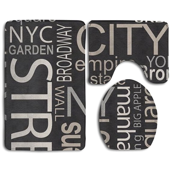 PUDMAD My Love 3 Piece Bathroom Rugs Set Bath Rug Contour Mat and Toilet Lid Cover