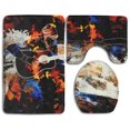 thumbnail image 1 of PUDMAD Mysterious Guitarist 3 Piece Bathroom Rugs Set Bath Rug Contour Mat and Toilet Lid Cover, 1 of 2