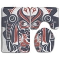 thumbnail image 1 of PUDMAD Mysterious Tribal Mask 3 Piece Bathroom Rugs Set Bath Rug Contour Mat and Toilet Lid Cover, 1 of 2